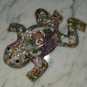 Cloisonné Frog Figurine Multicolor Enamel Decorative Animal Statue